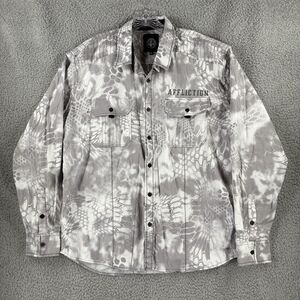 Affliction White Gray Live Fast 2XL XXL Long Sleeve Snake Skin American Freedom
